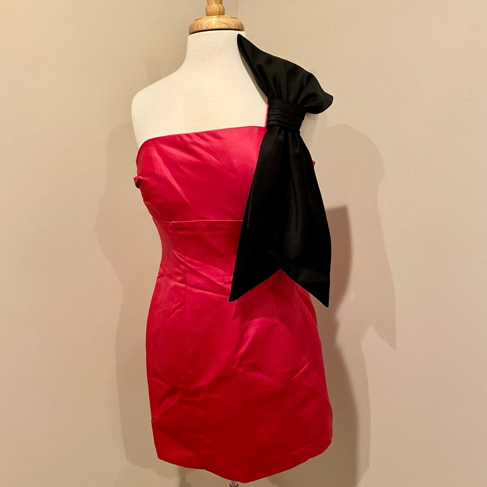 Betsy Johnson One Shoulder Bow Dress